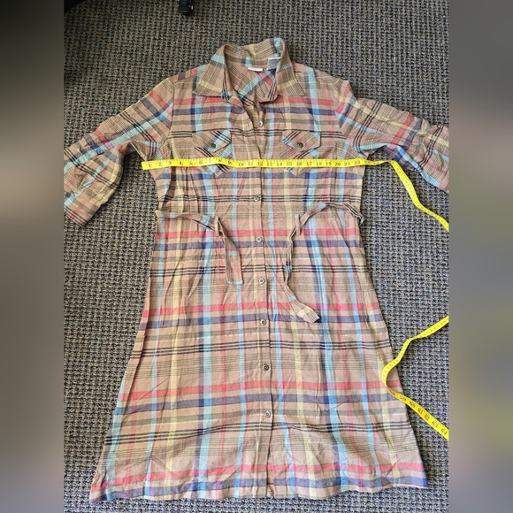 White Stag Tan and Orange Midi Dress with Cuffed Sleeves - Picture 4 of 8